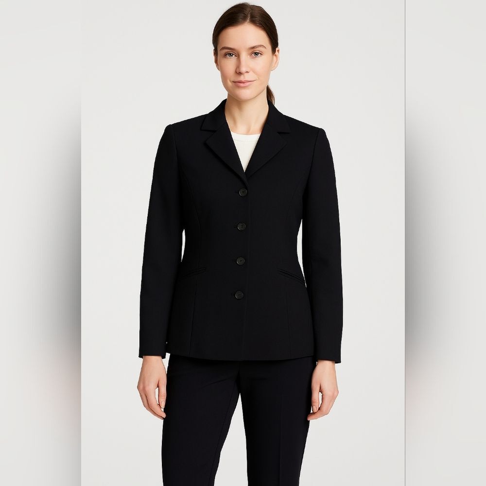 Vtg Preston & York Black Blazer 90s Career Jacket 10 Shoulder Pads Boss Babe